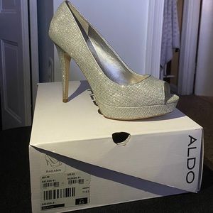 Silver aldo heels
